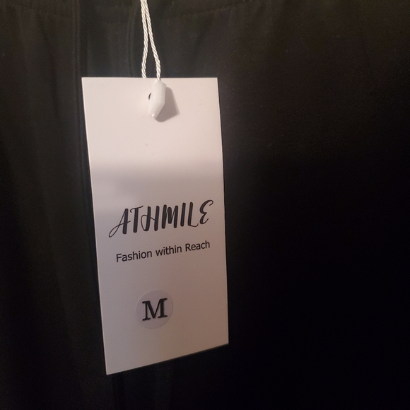 Athmile Womens Sweatpants Wide Leg Low Waist Draw String Black Medium NEW - Picture 3 of 4